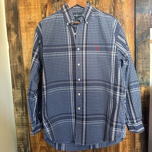 Polo Ralph Lauren Blake Blue Plaid Flannel Shirt Men's Size M Red Pony *READ*